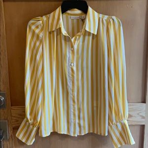 Eva Mendez striped poly top